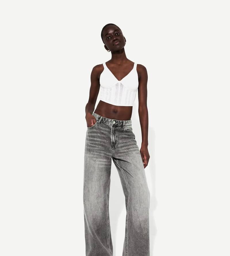 Bershka Petite - Weite Jeans in Grau von Bershka