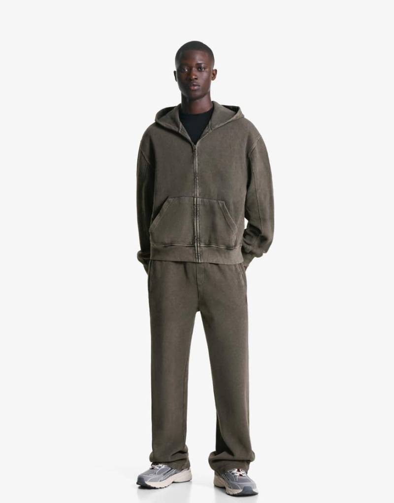 Bershka - Pikee-Hose in Schwarz und Weiß mit verblasstem Effekt von Bershka