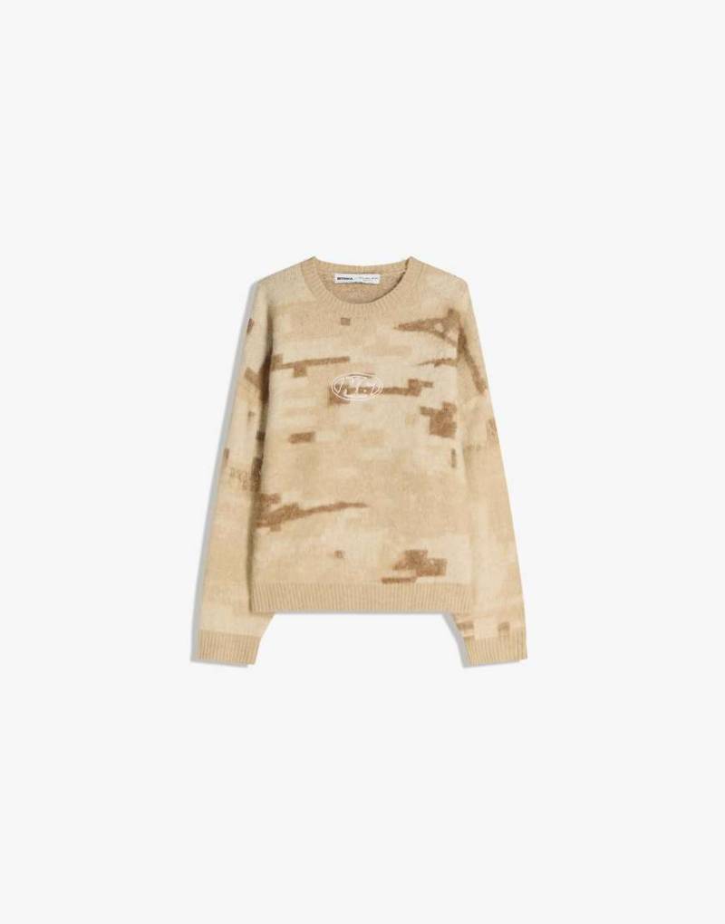 Bershka - Pullover in Beige mit Print-Neutral von Bershka