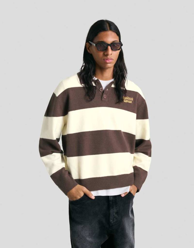 Bershka - Pullover in Braun mit Streifen und Polokragen-Brown Bershka - Pullover in Braun mit Streifen und Polokragen-Brown von Bershka