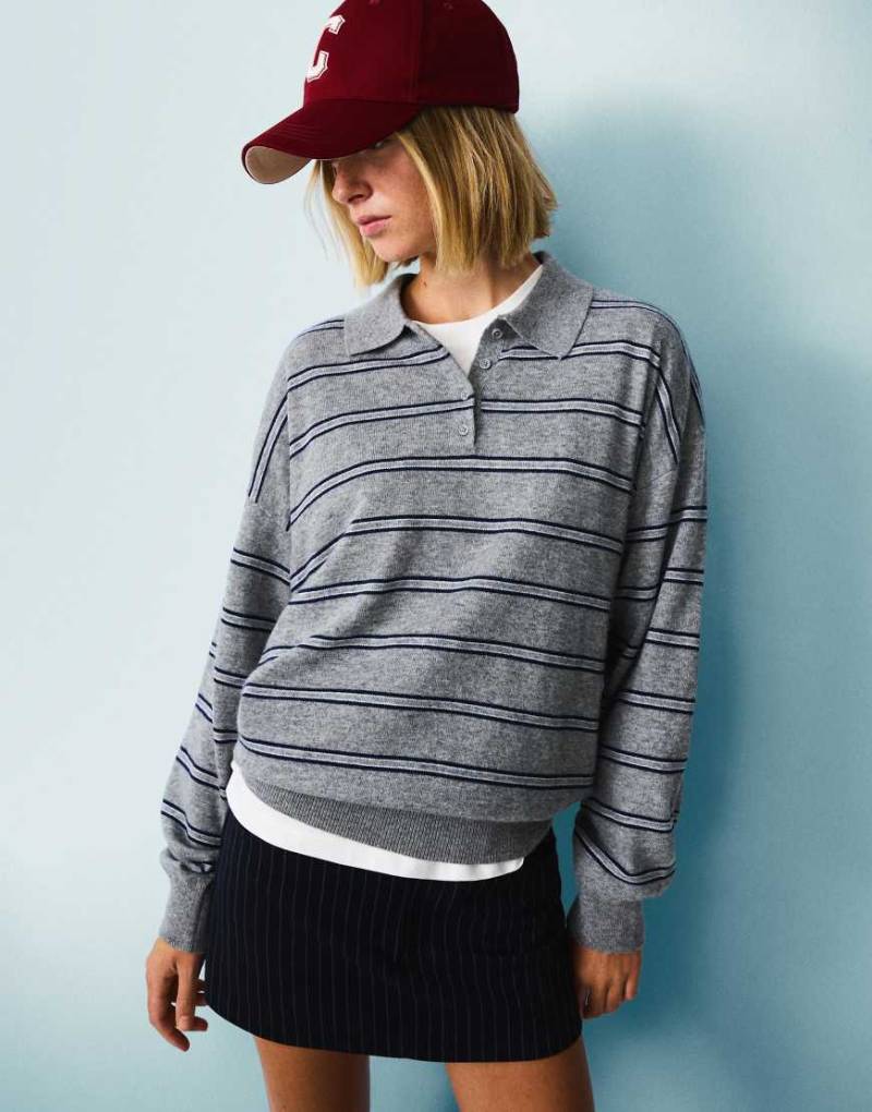 Bershka - Pullover in Grau mit Polokragen Bershka - Pullover in Grau mit Polokragen von Bershka