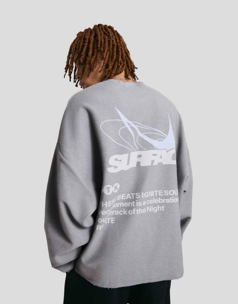 Bershka - Pullover in Hellgrau mit Print von Bershka