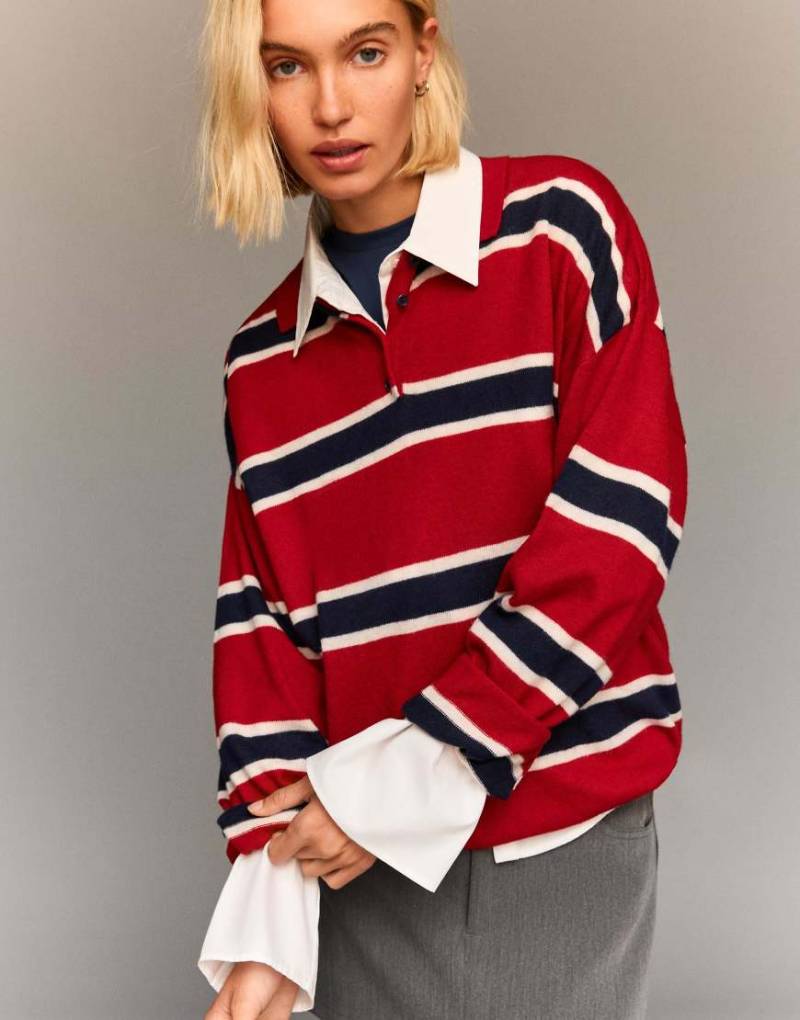 Bershka - Pullover in Rot mit Polokragen Bershka - Pullover in Rot mit Polokragen von Bershka