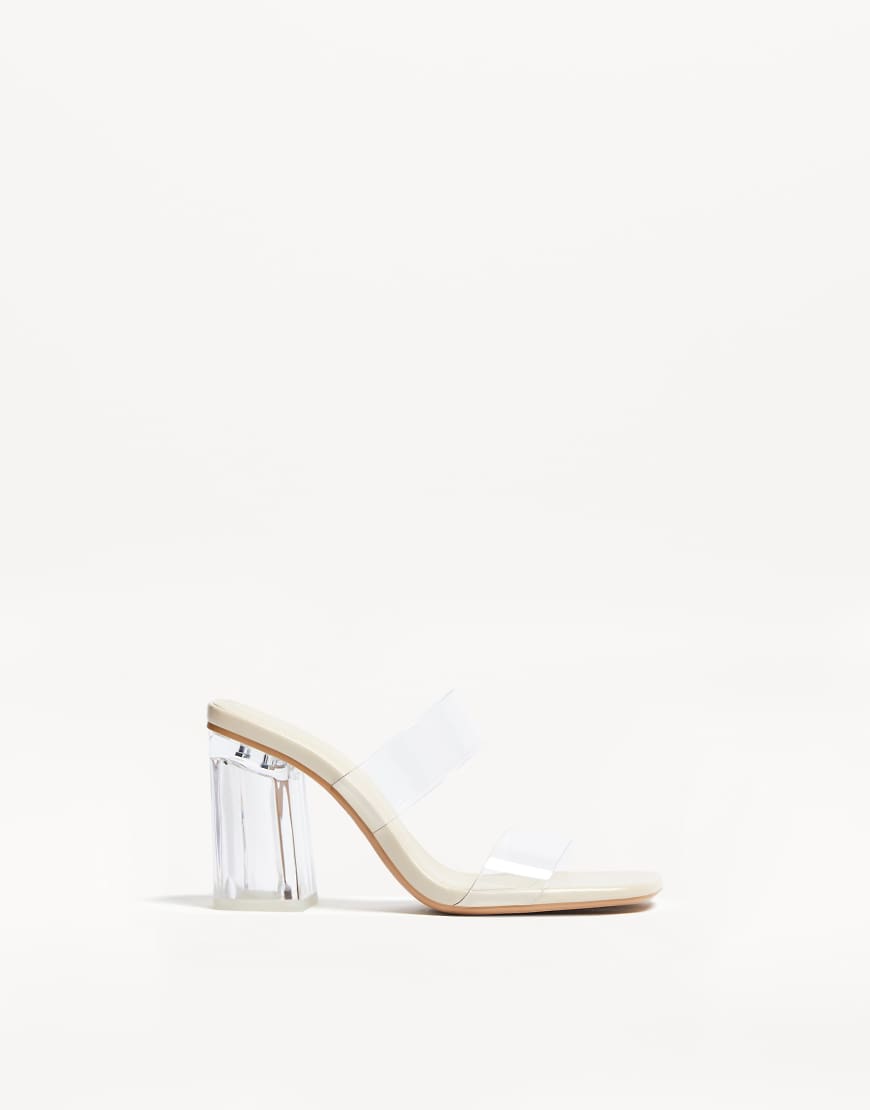 Bershka - Sandalen mit Riemchen und Absatz aus transparentem Vinyl-Keine Farbe von Bershka