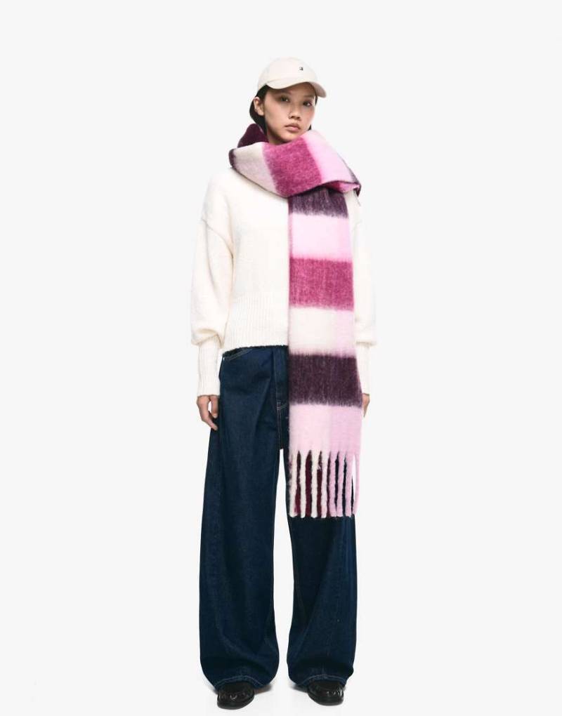 Bershka - Schal in burgunderrot kariert von Bershka