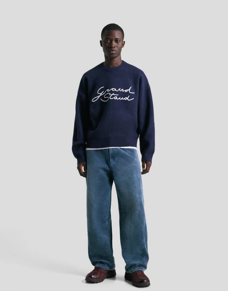 Bershka - Sehr weite Cordhose in Jeansblau von Bershka