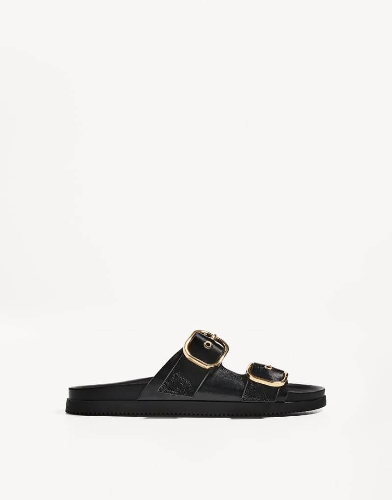 Bershka - Slider-Sandalen in Schwarz mit Schnallen von Bershka