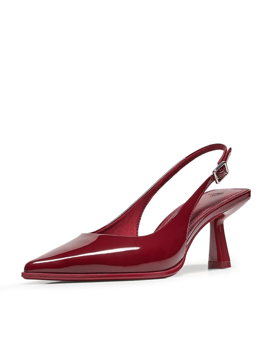 Bershka - Slingback-Schuhe mit Kitten-Heel in Burgunderrot von Bershka