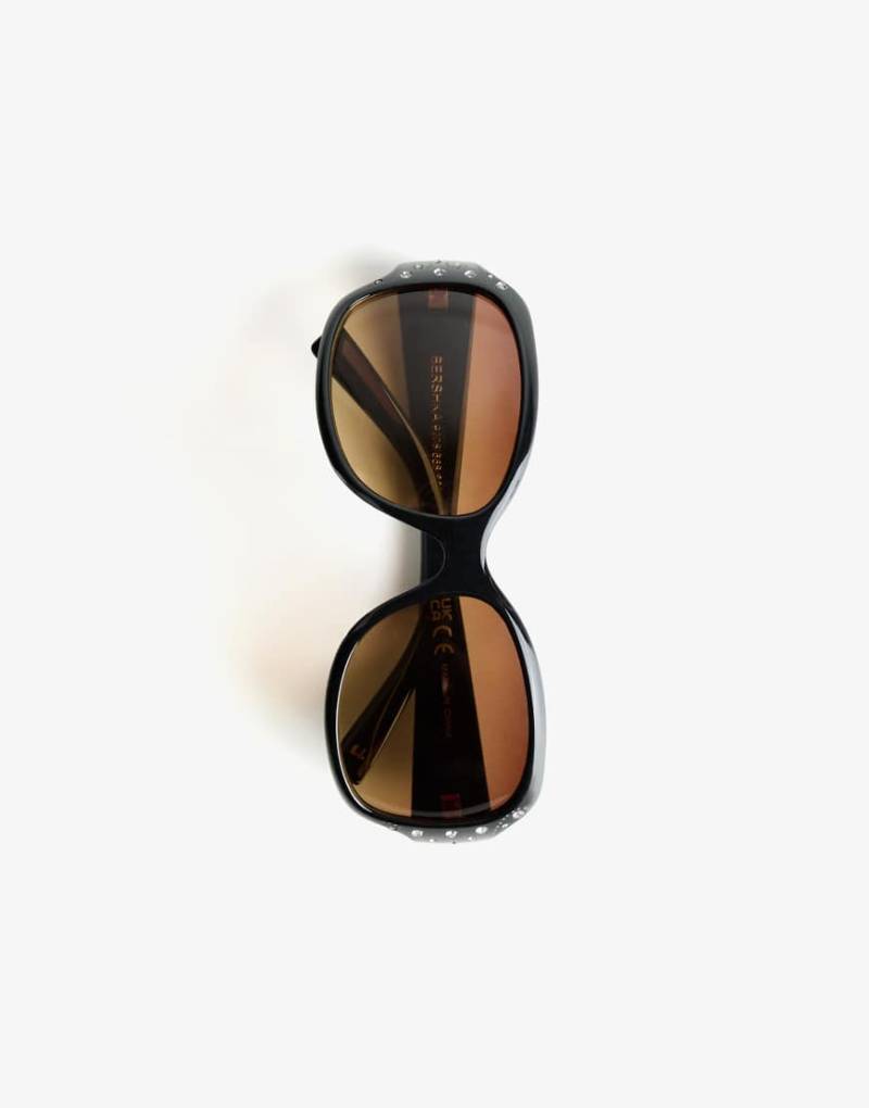 Bershka - Sonnenbrille in Schwarz mit Strasssteinen von Bershka