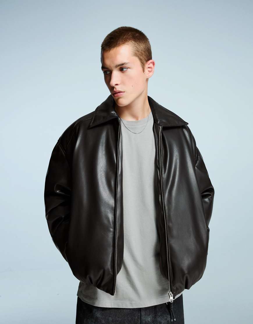 Bershka - Steppjacke aus Kunstleder in Schwarz von Bershka