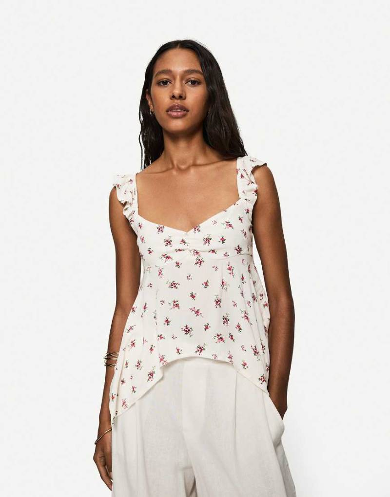 Bershka - Strukturierte Bluse in Weiß mit Print-Keine Farbe von Bershka