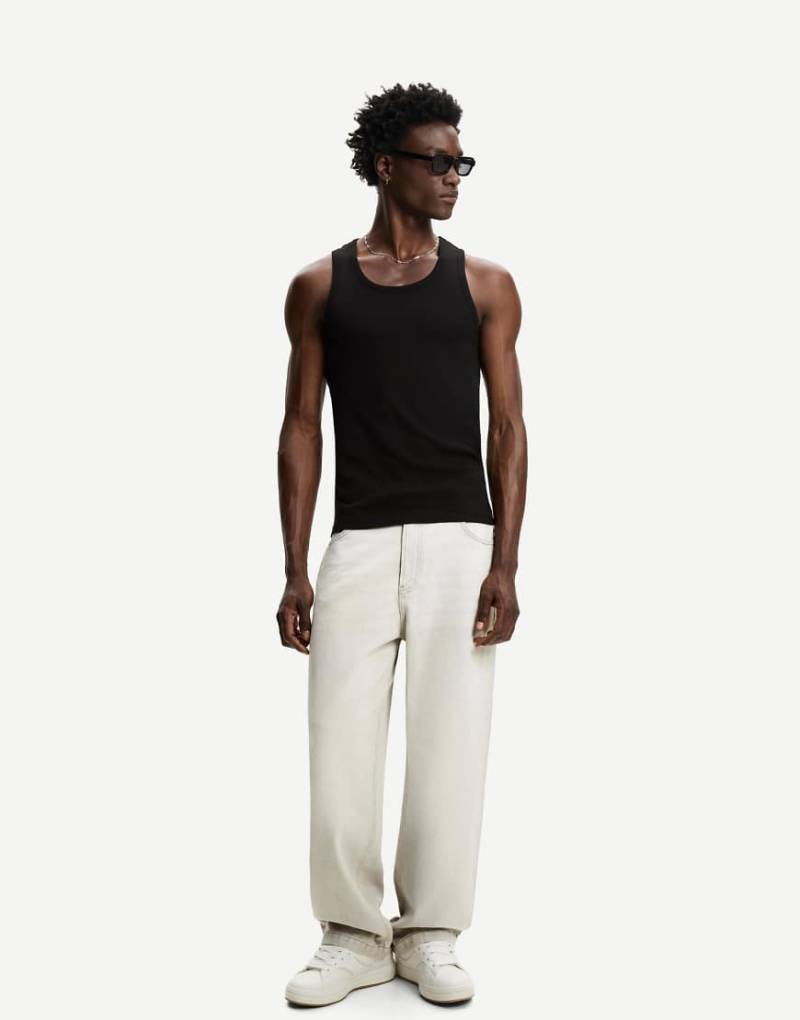 Bershka - Superweite Jeans in Hellgrau von Bershka