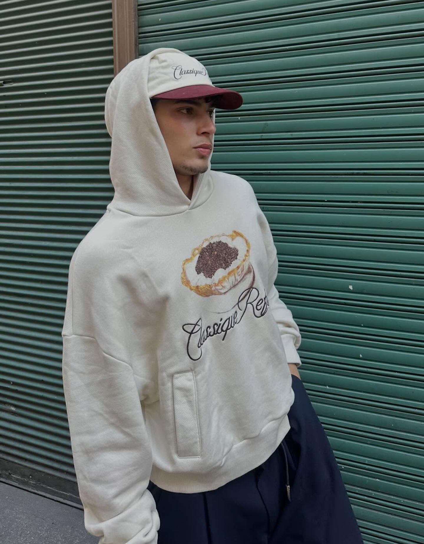 Bershka Sweatshirt Mit Kapuze, Print Und Stickerei Herren Xl Rohweiß von Bershka