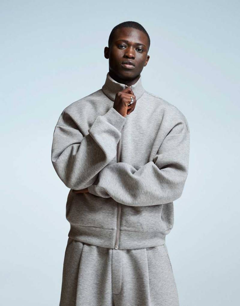 Bershka - Sweatshirt in Hellgrau mit Reißverschluss von Bershka