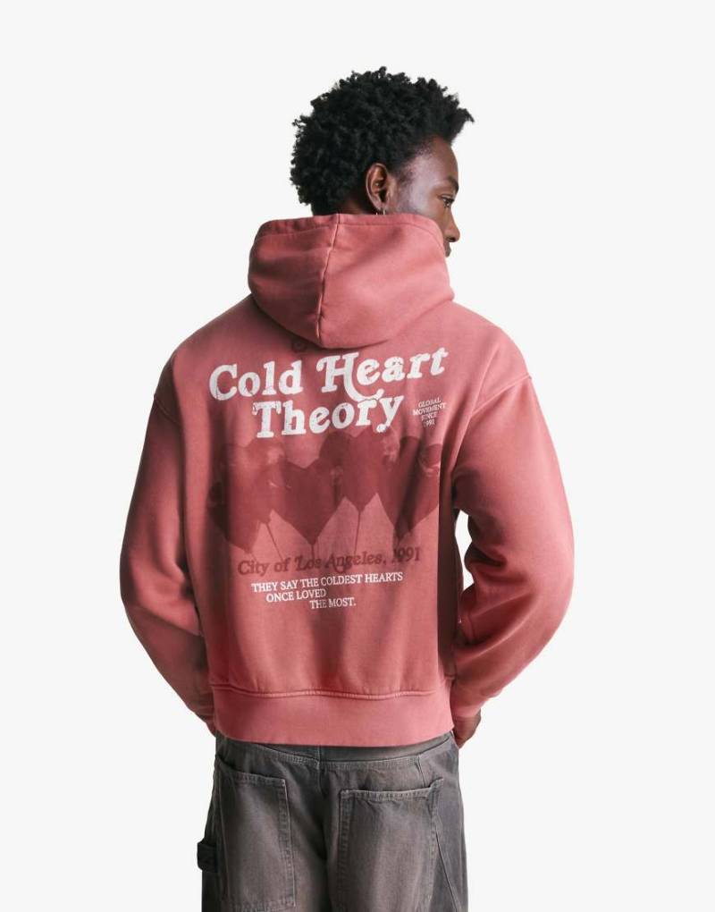 Bershka - Sweatshirt in verwaschenem Rosa mit verblasstem Effekt und Print von Bershka