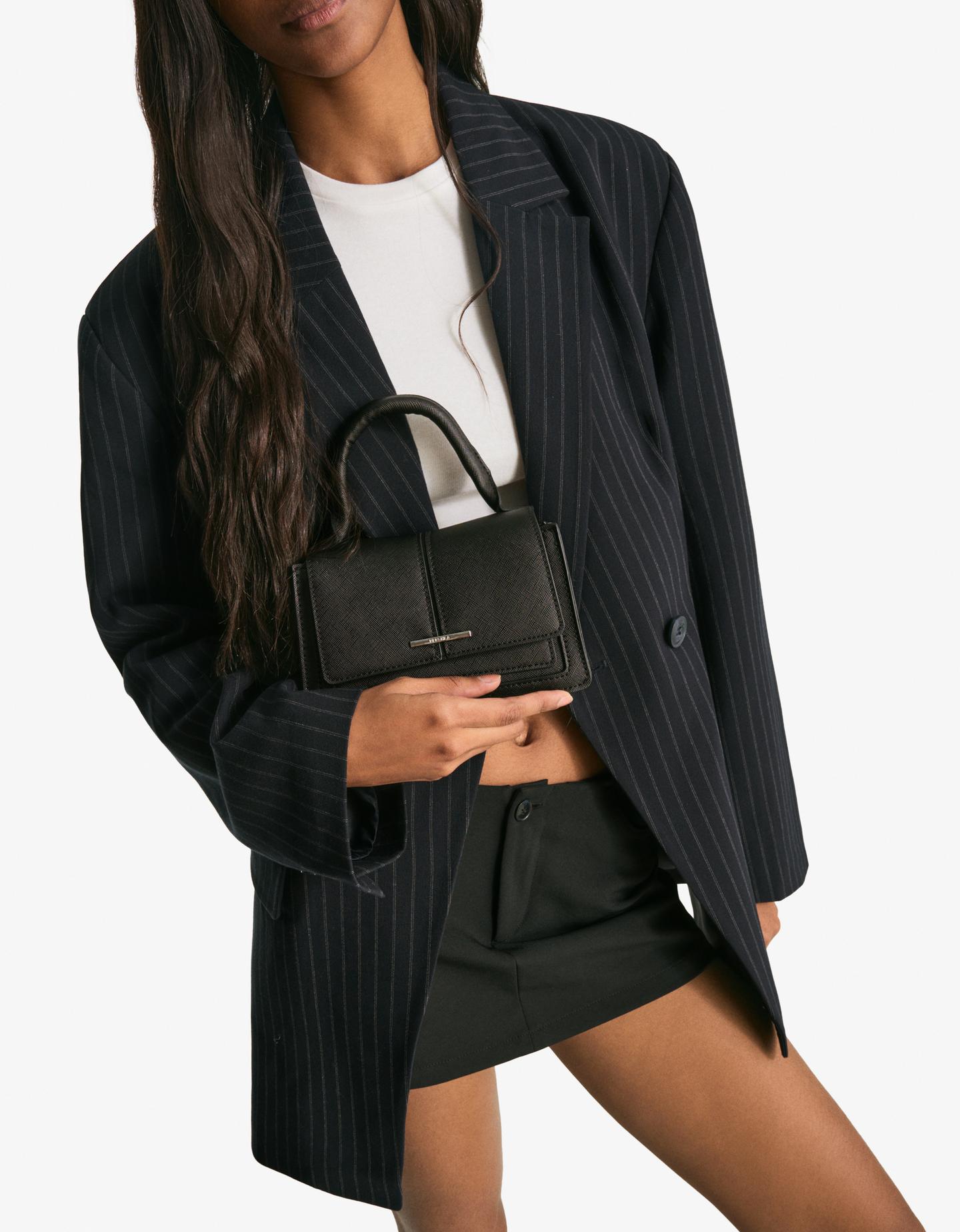 Bershka Umhängetasche Mit Struktur Damen Schwarz von Bershka