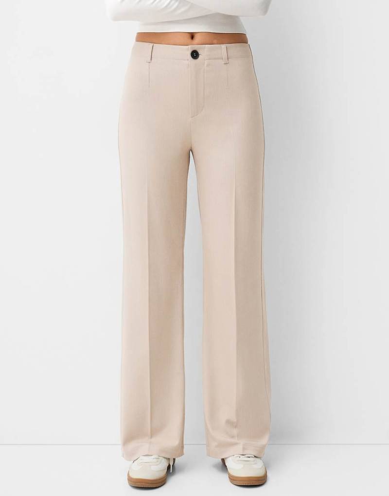 Bershka - Weite, elegante Hose in Hellbeige-Neutral von Bershka