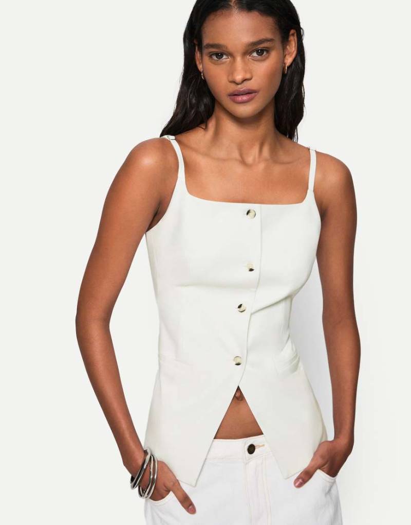 Bershka - Weste in Weiß mit eckigem Ausschnitt von Bershka