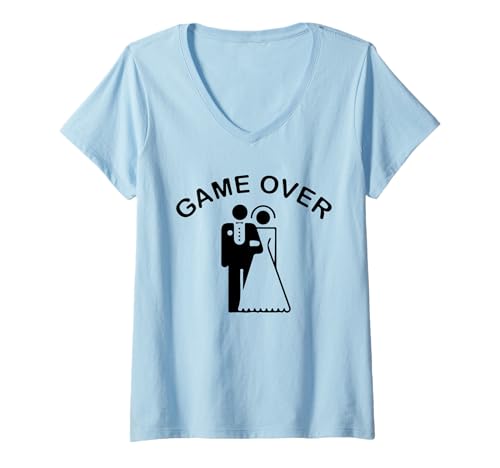 Damen Cool Game Over Hochzeit Junggesellenabschied Outfit T-Shirt mit V-Ausschnitt Damen Cool Game Over Hochzeit Junggesellenabschied Outfit T-Shirt mit V-Ausschnitt von Bertmann Designs
