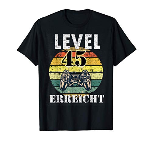 45. Geburtstag Männer Frauen Level 45 Erreicht Gamer Zocker T-Shirt von Berto Freimini Geburtstagsgeschenke