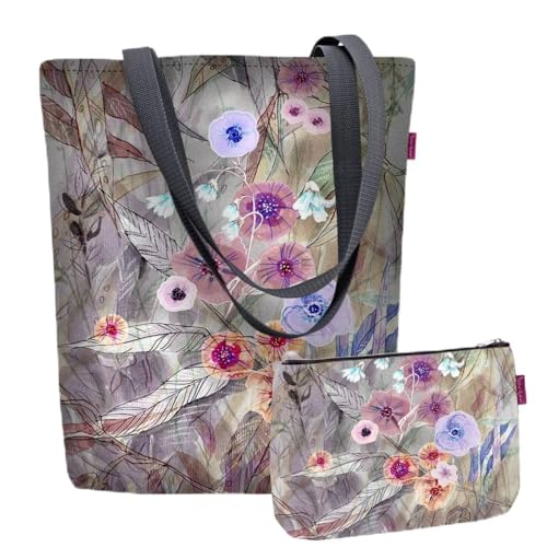 Bertoni Schultertasche Kosmetiktasche 2er Set Tasche Schminktasche Organizer Einkaufstasche Shopper Codura Mit Reißverschluss Sunny Solo Primavera von Bertoni