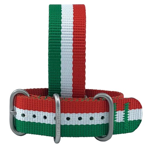 BERTUCCI® Nylon-Uhrenarmband – 22 mm, Flaggen unserer Familie – Italien von Bertucci