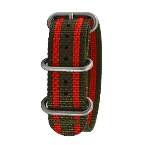 BERTUCCI Nylon-Uhrenarmband, 22 mm, Olivgrün mit Rosso Corsa Pro-Stripe von Bertucci