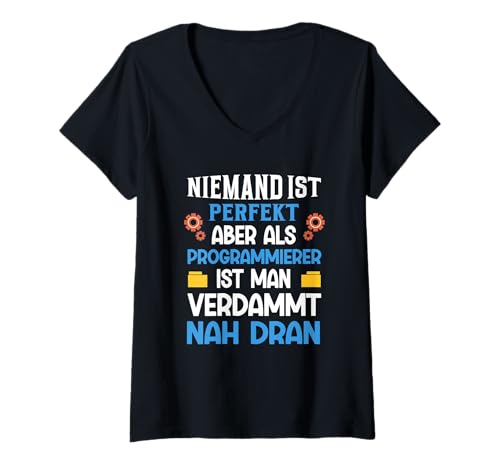 Damen Niemand Ist Perfekt Als Programmierer T-Shirt mit V-Ausschnitt Damen Niemand Ist Perfekt Als Programmierer T-Shirt mit V-Ausschnitt von Beruf Programmierer Niemand Ist Perfekt