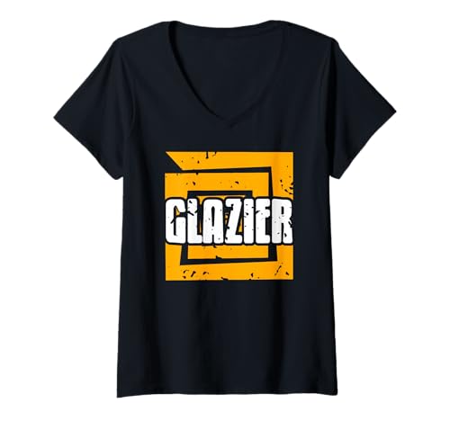 Damen Fetter Glaserjob Grafikstolz Humor T-Shirt mit V-Ausschnitt von Beruf mit Fensterkunst und Selbstbewusstsein