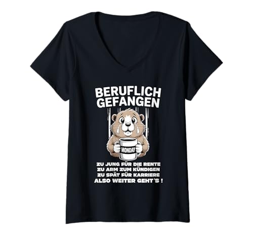 Damen Büro & Job Kollegen Angestellte Arbeiter lustiges Arbeits T-Shirt mit V-Ausschnitt Damen Büro & Job Kollegen Angestellte Arbeiter lustiges Arbeits T-Shirt mit V-Ausschnitt von Beruflich gefangen Arbeitsshirt mit lustig Spruch