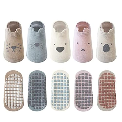 Berun 5/6 Paar Rutschfeste Socken für Baby Mädchen Jungen Anti Rutsch Socken Kleinkind Baumwolle Stoppersocken Kindersocken Winter Warme Sportsocken von Berun