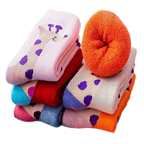 Berun Kindersocken Mädchen Jungen Socken Baumwolle Kleinkind Winter Socken Warme Dick Thermosocken Haussocken Bodensocken für Kinder, 5 Paare von Berun