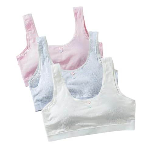 Bustier Mädchen Baumwolle Sport BH ohne Bügel Bügellos Unterwäsche Bralette Kinder Traning BHS Teenager 3 Pack von Berun