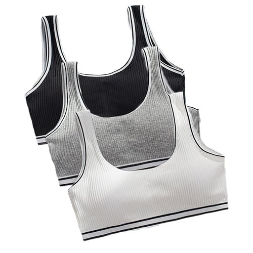 Bustier Mädchen Baumwolle Sport BH ohne Bügel Bügellos Unterwäsche Bralette Kinder Traning BHS Teenager 3 Pack von Berun