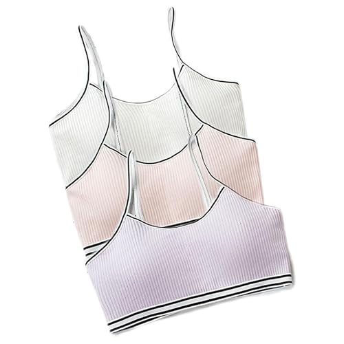 Bustier Mädchen Baumwolle Sport BH ohne Bügel Bügellos Unterwäsche Bralette Kinder Traning BHS Teenager 3 Pack von Berun