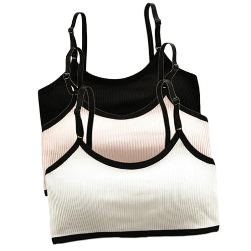 Bustier Mädchen Baumwolle Sport BH ohne Bügel Bügellos Unterwäsche Bralette Kinder Traning BHS Teenager 3 Pack von Berun