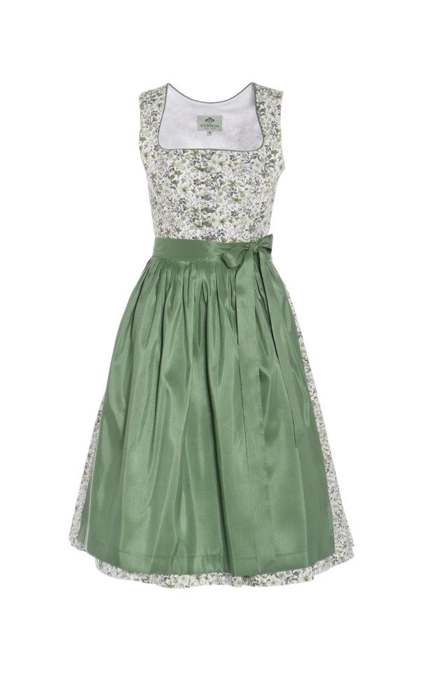 Berwin Dirndl Blumendirndl mit uni Schürze - grün von Berwin