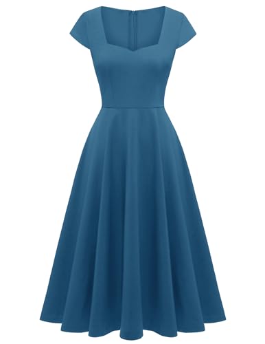 Berylove Abendkleid Damen Elegant Rockabilly Kleider Damen Cocktailkleid Damen Elegant 8009 Dustyblue M von Berylove