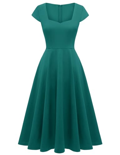 Berylove Abendkleid Damen Elegant für Hochzeit Kleider Festlich Elegant Vintage Kleid 8009 Peacockgreen L von Berylove