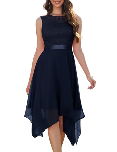 Berylove Abendkleid Damen Festliche Kleider für Damen Hochzeit Kleid Cocktailkleider Damen Kurz BLP7039 Navy M von Berylove