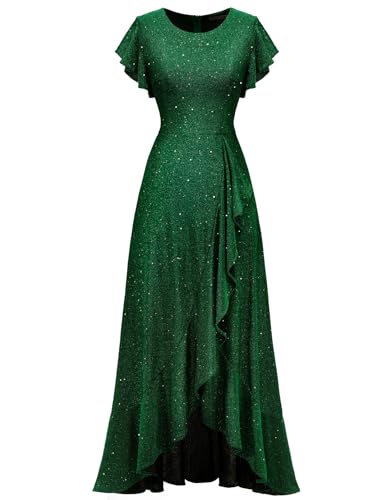 Berylove Kleid Lang Glitzer Abendkleid Ballkleider Damen Lang Festliche Kleider für Damen Abendkleider Elegant für Hochzeit Lang S007 DarkGreen M von Berylove