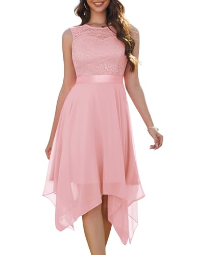 Berylove Abendkleid Jugendliche Abschlusskleider Kleid Asymmetrisch Damen Konfirmationskleid BLP7039 Pink 3XL von Berylove