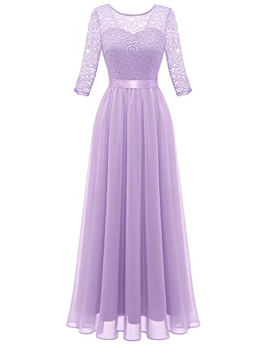 Berylove Abendkleid Lang Ballkleid Damen Lang Kleid Hochzeit Gast Festliche Lange Kleider für Damen Abendkleid Lang BLP7049 Lavender 2XL von Berylove