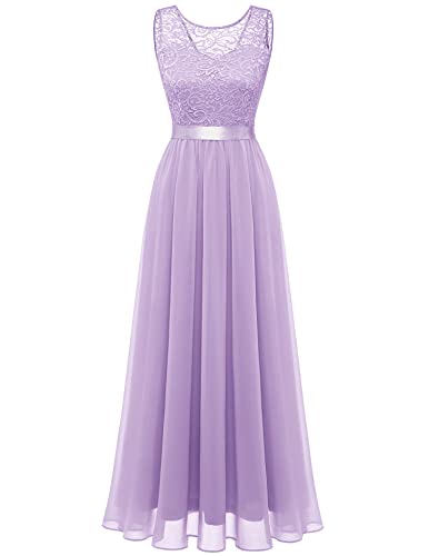 Berylove Abendkleid Lang Elegant für Hochzeit Abschlusskleider Brautjungfernkleid Brautkleid Standesamt Lavendel BLP7025 Lavender 3XL von Berylove