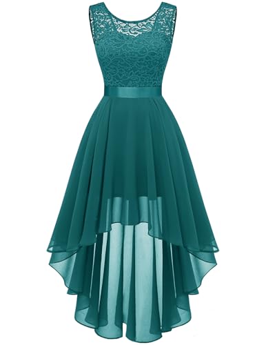 Berylove Abendkleider Elegant für Hochzeit Abschlusskleid Abiball Kleid Brautjungfernkleider Damen Abendkleid Vokuhila Kleid 035 Peacock Green L von Berylove