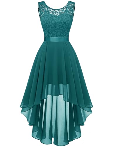 Berylove Abendkleider Elegant für Hochzeit Brautjungfernkleider Damen Abendkleid Vokuhila Kleid 7035 Peacock Green 2XL von Berylove