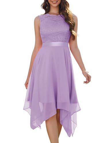 Berylove Abendkleider Kurz Elegant Jugendweihe Kleider für Teenager Brautkleid Festliche Cocktailkleider für Hochzeit BLP7039 Lavender 3XL von Berylove