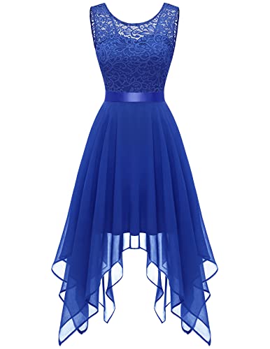 Berylove Ballkleider Abendkleider Ballkleider Damen Kleid Festlich Damen Cocktailkleider Kurz für Hochzeit BLP7039 Royal Blue L von Berylove