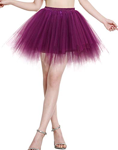 Berylove Tutu Damenrock Tüllrock Kurz Ballet Tanzkleid Unterrock Cosplay Crinoline Rockabilly Petticoat für Karneval Partykleid BLP6008Grape M von Berylove