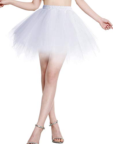 Berylove Tutu Damenrock Tüllrock Kurz Ballet Tanzkleid Unterrock Cosplay Crinoline Rockabilly Petticoat für Karneval Partykleid BLP6008Ivory XL von Berylove